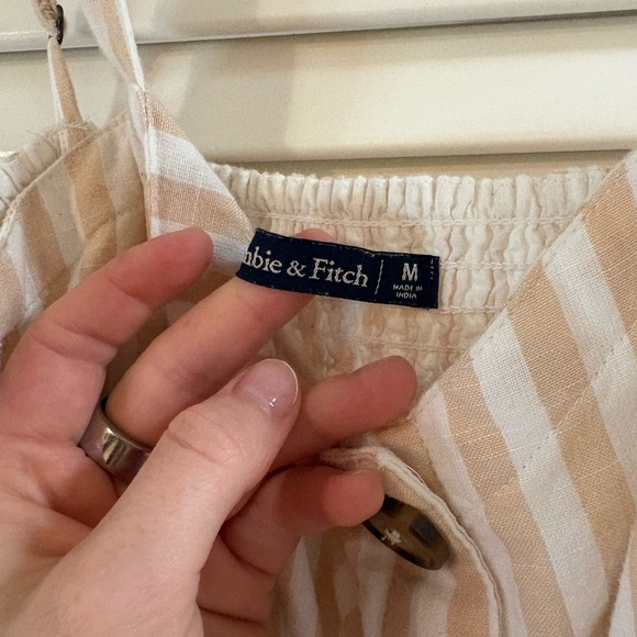 Abercrombie & Fitch Beige and White Striped Midi Dress - Picture 3 of 4